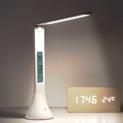Настольная LED лампа сенсорная Дата Температура Часы