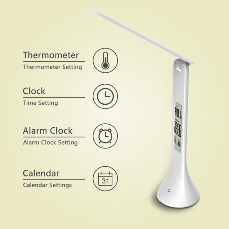 Настольная LED лампа сенсорная Дата Температура Часы