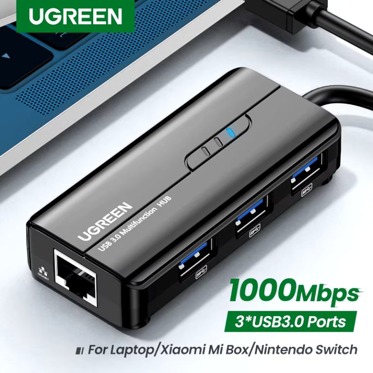 Kamstore.com.ua Сетевой адаптер UGREEN 20265 USB 3.0 HUB with Gigabit Ethernet (1)