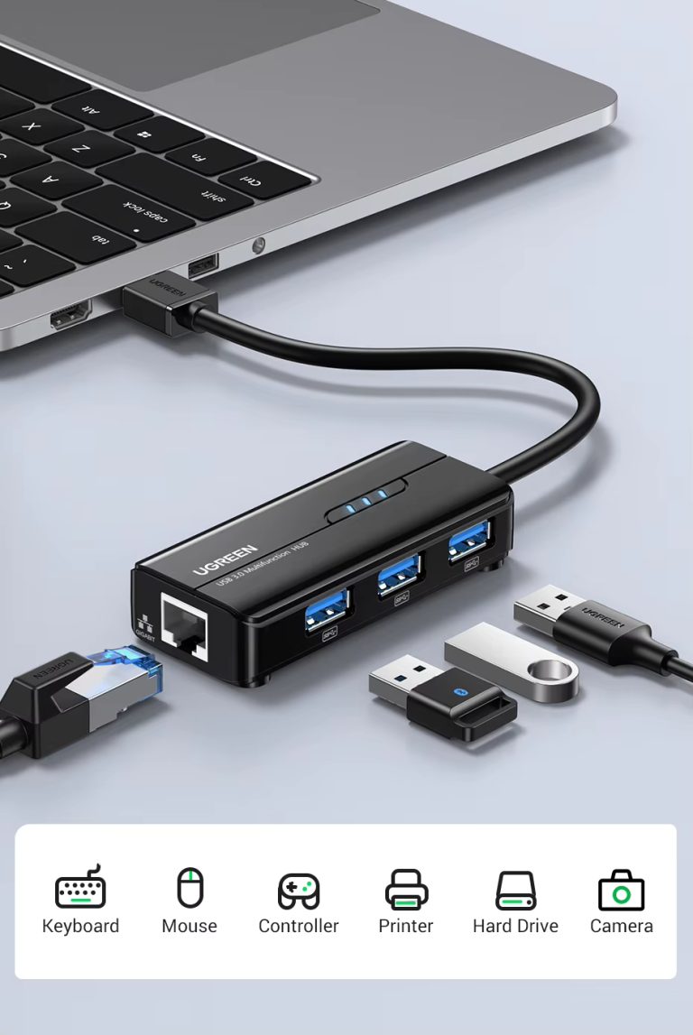 Kamstore.com.ua Сетевой адаптер UGREEN 20265 USB 3.0 HUB with Gigabit Ethernet (11)