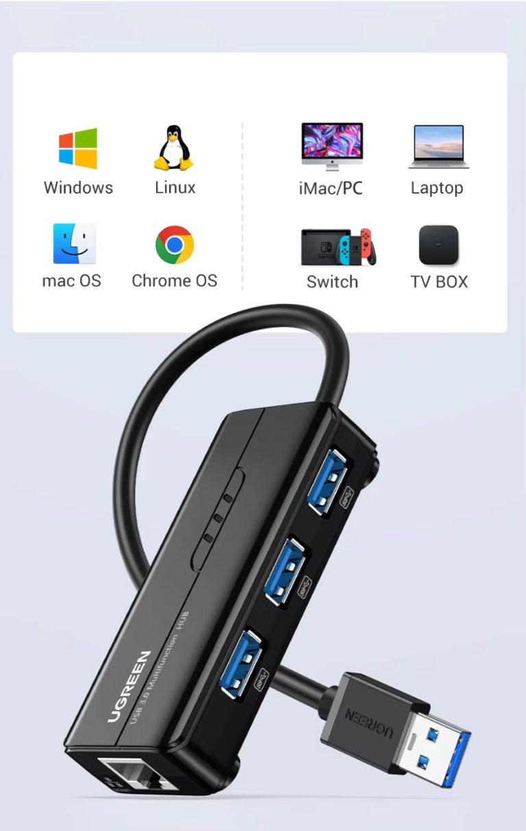 Kamstore.com.ua Сетевой адаптер UGREEN 20265 USB 3.0 HUB with Gigabit Ethernet (14)