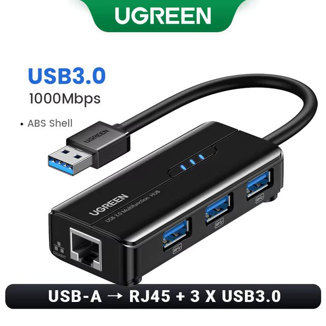 Kamstore.com.ua Сетевой адаптер UGREEN 20265 USB 3.0 HUB with Gigabit Ethernet (7)