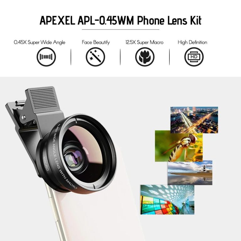 Kamstore.com.ua Линза APEXEL APL-045WM для телефона Широкоформатный 0.45х Macro объектив 12 (7)