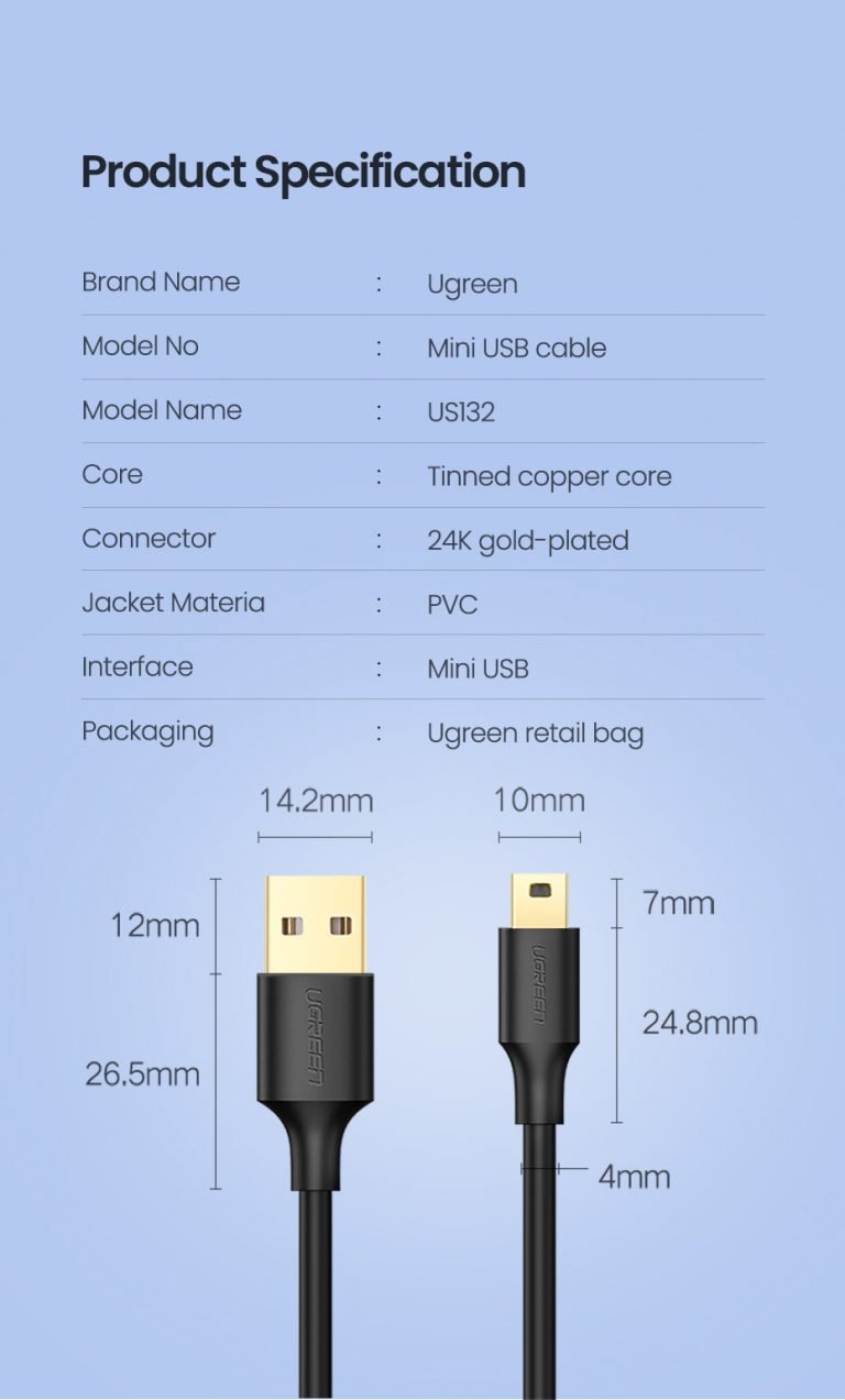 Кабель Mini USB Ugreen 10355 Kamstore.com.ua (11)