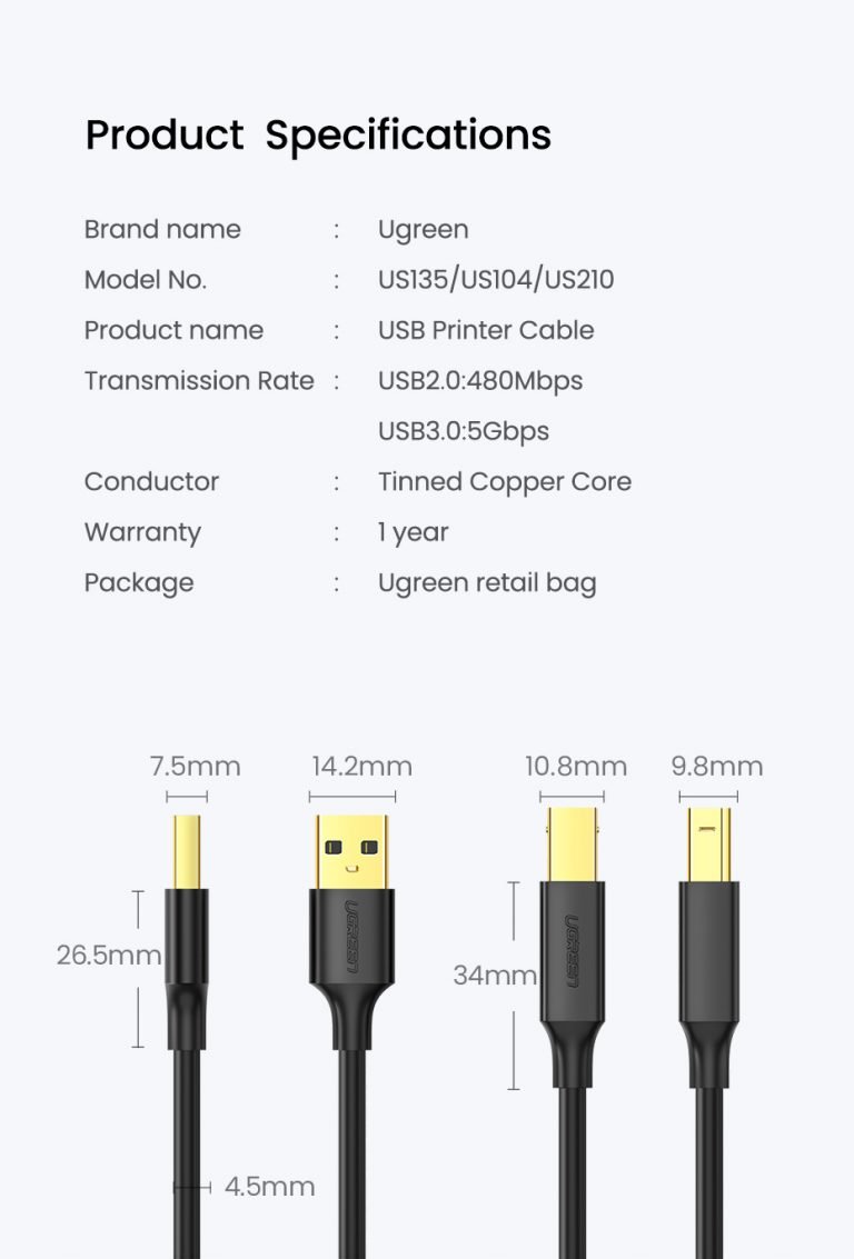 Кабель USB Type B Ugreen 20846 Kamstore.com.ua (1)