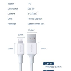 Kamstore.com.ua Кабель Lightning MFI для iPhone Ugreen US155 (0.5-1 (1)