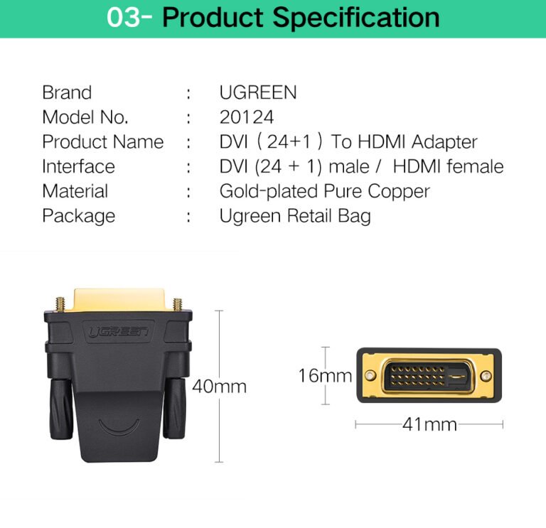 Переходник DVI to HDMI Ugreen 20124 Kamstore.com.ua (6)