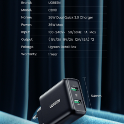 Зарядное устройство Ugreen 70163 CD161 2xUSB QC3.0 Kamstore.com.ua (13)