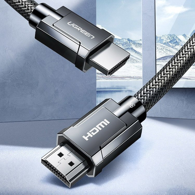 Кабель 8K HDMI 2.1 MM Round Cable with Braided 2m (Gray) Ugreen 70321 (2) kamstore.com.ua