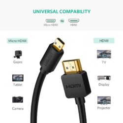 Кабель Micro HDMI to HDMI Cable 1m (Black) Ugreen 30148 kamstore.com.ua (1)