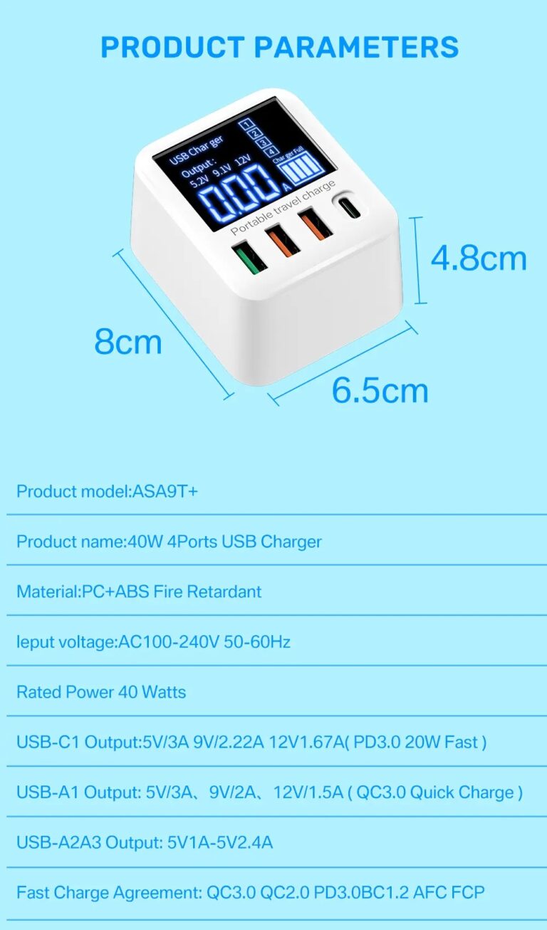 Kamstore.com.ua Зарядное устройство 40W 4порта Sometech WLX-A9T+ (11)
