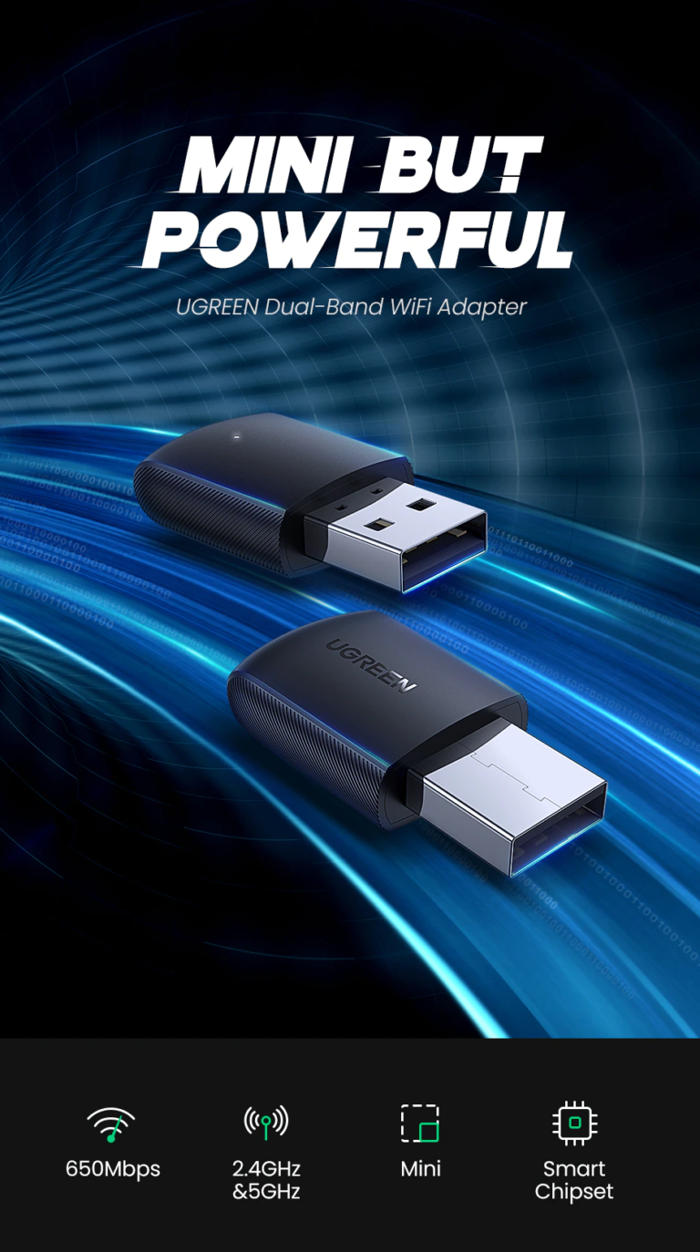 Ethernet USB WiFi adapter 2.4G & 5G 650Mbps Ugreen 20204 (CM448) Kamstore.com.ua (8)