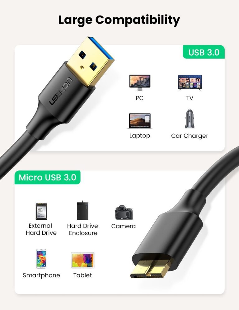 Кабель питания Ugreen micro USB B to USB 3.0 Kamstore.com.ua (6)