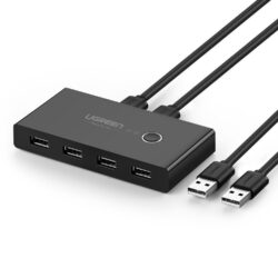 Коммутатор Switch Box 2 In 4 Out USB 2.0 UGREEN 30767 (1.5 м) Black Kamstore.com.ua (1)