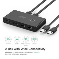 Коммутатор Switch Box 2 In 4 Out USB 2.0 UGREEN 30767 (1.5 м) Black Kamstore.com.ua (4)