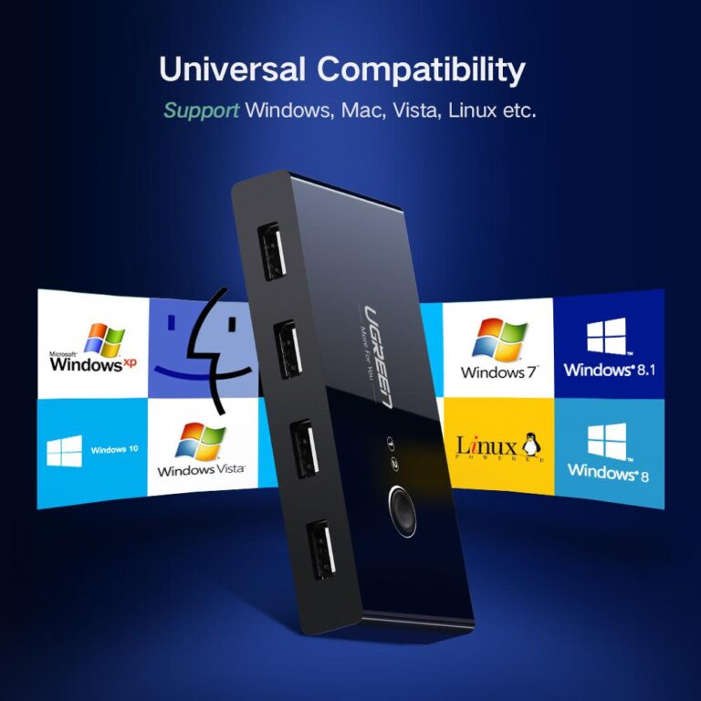 Коммутатор Switch Box 2 In 4 Out USB 2.0 UGREEN 30767 (1.5 м) Black Kamstore.com.ua (5)