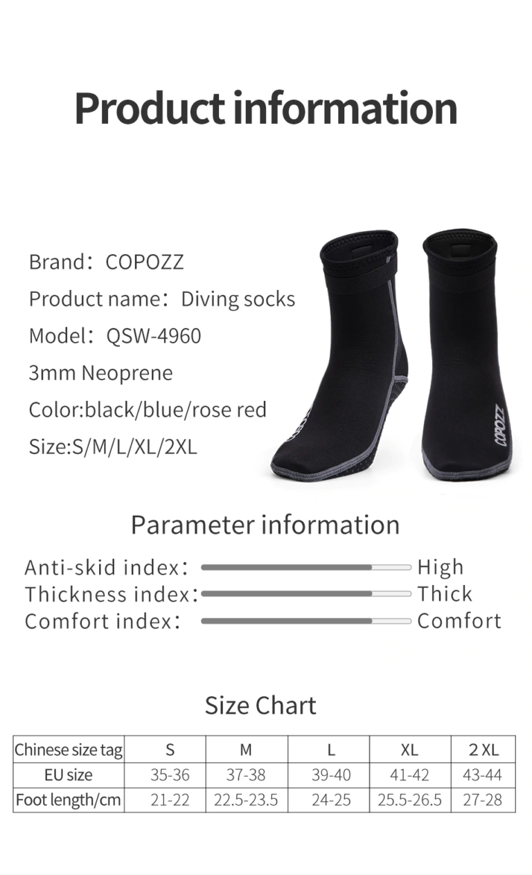 Неопреновые носки для дайвинга, серфинга, коралки, Copozz (14)