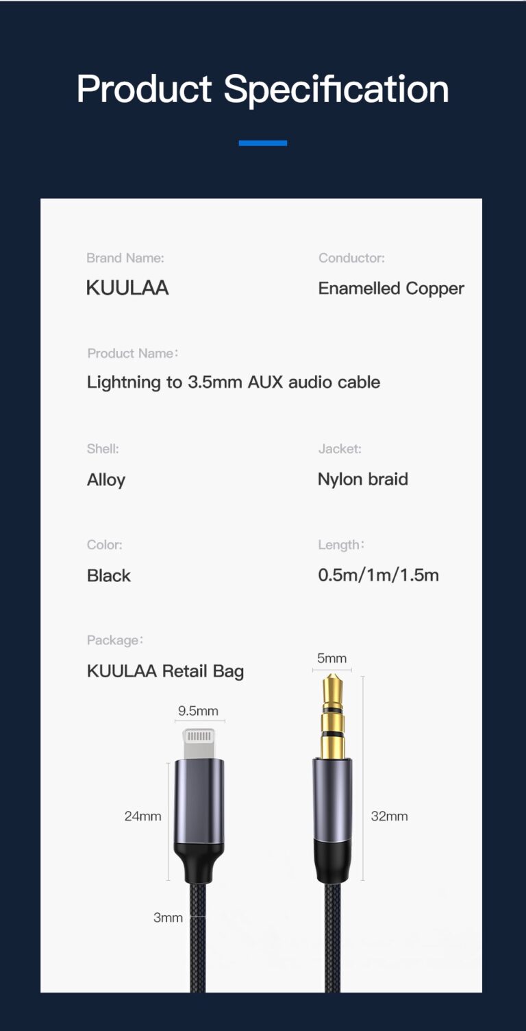 Audio кабель AUX для iPhone Lightning to 3.5 mm KUULAA Kamstore.com.ua (10)