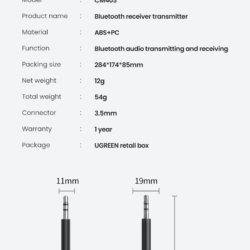 Bluetooth адаптер 2in1 приемникпередатчик Bluetooth 5.0 для TVPC 3.5mm Ugreen 80893 (CM108) Kamstore.com.ua (5)
