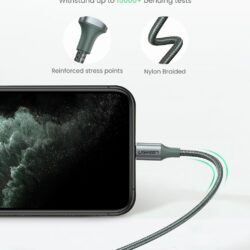 Kamstore.com. ua Зарядный кабель MFi Lightning to USB-C сертифицированный Ugreen 60759 (US304) Braided with Aluminum Shell Black, 1m (5)