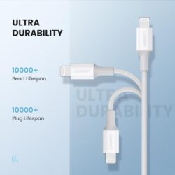 Kamstore.com.ua Зарядный кабель MFi Lightning to USB-C сертифицированный Ugreen 10493 (60750) White