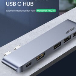 Kamstore.com.ua USB-концентратор с двумя портами USB 3.0 Type-C HDMI 4K Thunderbolt 3 PD 100 Вт для MacBook Pro Air UGREEN 80856 (CM380) (2)
