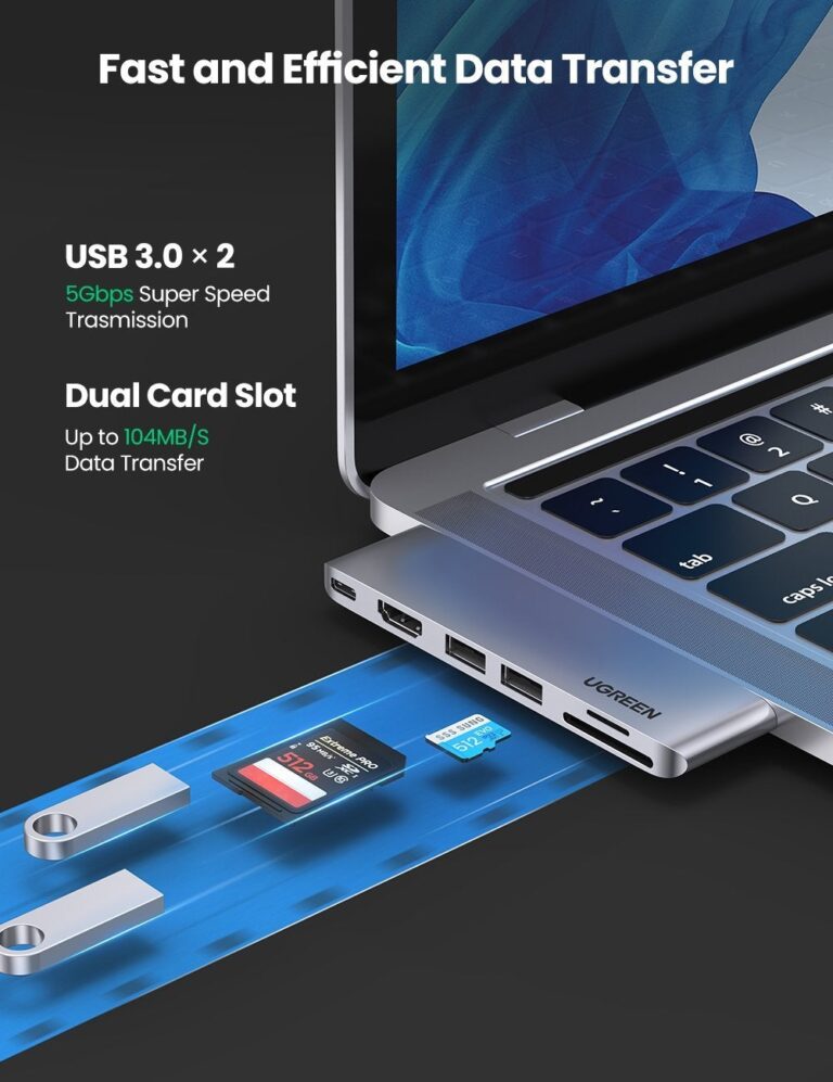 Kamstore.com.ua USB-концентратор с двумя портами USB 3.0 Type-C HDMI 4K Thunderbolt 3 PD 100 Вт для MacBook Pro Air UGREEN 80856 (CM380) (7)
