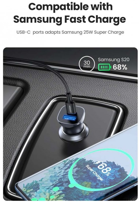 Kamstore.com.ua Автомобильное зарядное устройство 30W PD QC4.0 PPS для быстрой зарядки Samsung iPhone Huawei Xiaomi Ugreen CD130 Ugreen 40858 NEW (5)