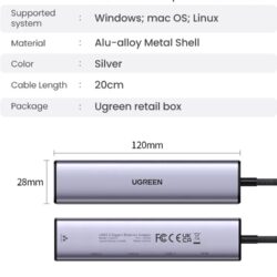 Kamstore.com.ua Концентратор Ethernet-адаптер USB3.0 Ugreen 60554 NEW (20)