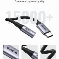 Kamstore.com.ua Переходник аудиоадаптер Ugreen кабель USB Type-C – 3.5 mm DAC chip для наушников Grey (AV161) (6)