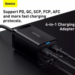 Kamstore.com.ua Зарядное устройство Baseus GaN³ Pro 65W PD 4 USB Quick Charge 4.0 3.0 Type C(CCDK65E) (2)