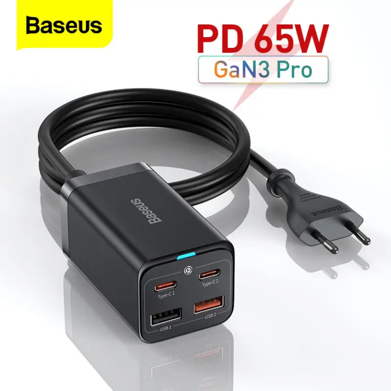 Kamstore.com.ua Зарядное устройство Baseus GaN³ Pro 65W PD 4 USB Quick Charge 4.0 3.0 Type C(CCDK65E)