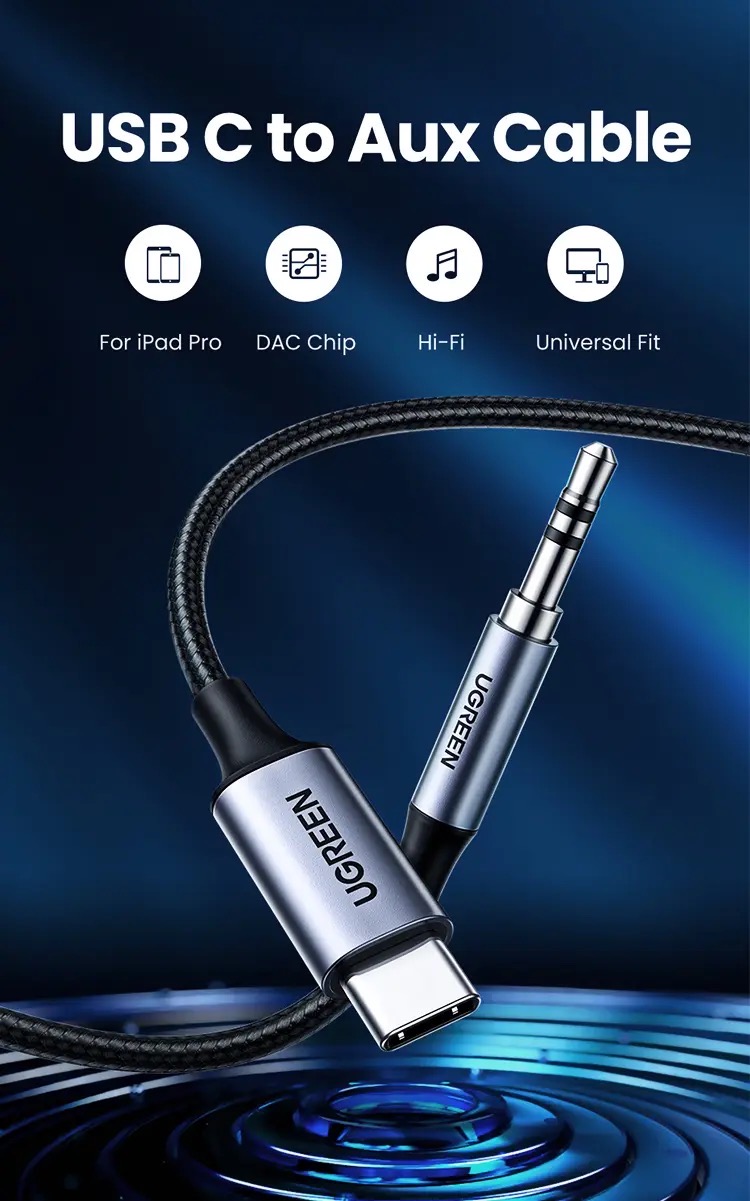Kamstore.com.ua Аудио кабель Type-C to 3.5mm with Dac Chip Ugreen 20192 (CM450) (7)