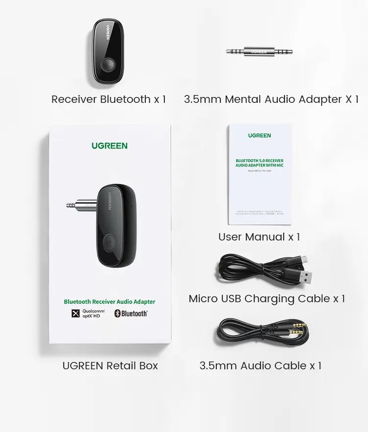 Kamstore.com.ua Bluetooth adapter 5.1 AptX HD Ugreen CM279 (70310)