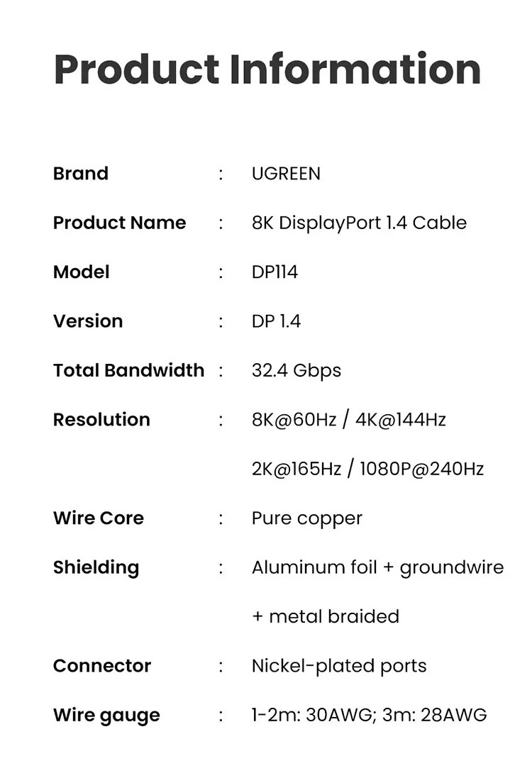 Kamstore.com.ua Кабель DisplayPort 1.4 Ugreen DP114 (19)