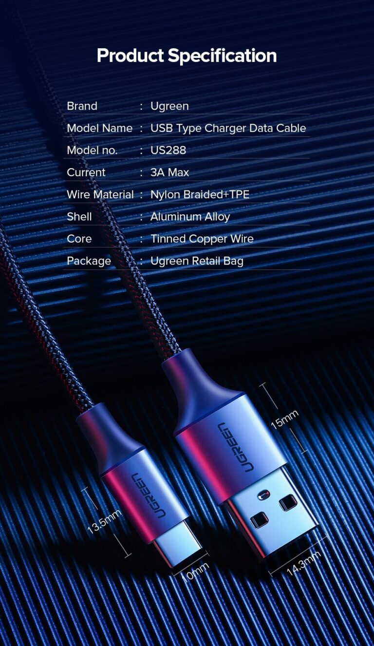 Kamstore.com.ua Кабель USB-C to USB для зарядки 3A и синхронизации данных 480 Mbps Ugreen US288 (17)