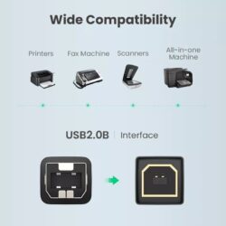 Kamstore.com.ua Кабель Ugreen US369 USB Printer Cable USB type B для принтеров, сканеров, МФУ Black (1-2m) (2)