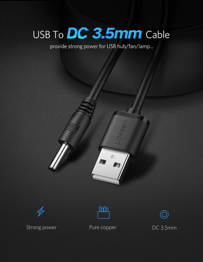 Kamstore.com.ua Кабель для зарядки DC 3.5mm to USB Ugreen 10376 Black, 1m (20)