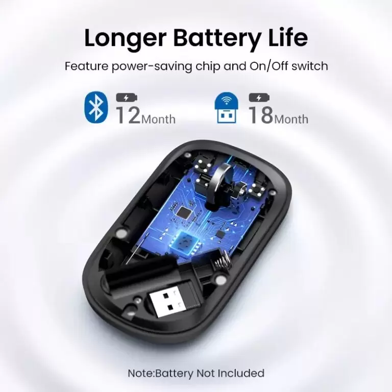 Kamstore.com.ua Мышь 90372 UGREEN MU001 Bluetooth и 2.4G Starry Black 4000 DPI (5)