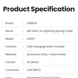 Kamstore.com.ua Кабель Lightning Ugreen US537 Lightning to USB-C Ugreen 90480 (1 (24)