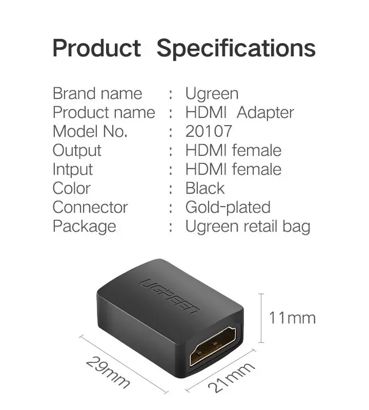 Kamstore.com.ua Соеденитель HDMI 2.0 Ugreen HD112 Black Ugreen 20107 (13)