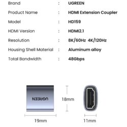 Соединитель 8K Ugreen HD159 HDMI 2.1 Aluminium Ugreen 90592 (16)
