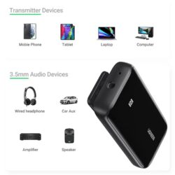 Kamstore.com.ua Адаптер Bluetooth UGREEN CM402 aptX HD HI-Fi DAC 3.5 mm NFC QCC3034 Audio Receiver черный (80903)