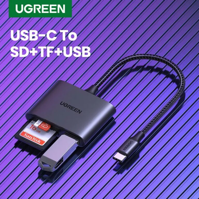 Kamstore.com.ua Кардридер 3в1 UGREEN CM387 USB C to SD Micro SD TF USB Card Reader Aluminium Gray (80803)