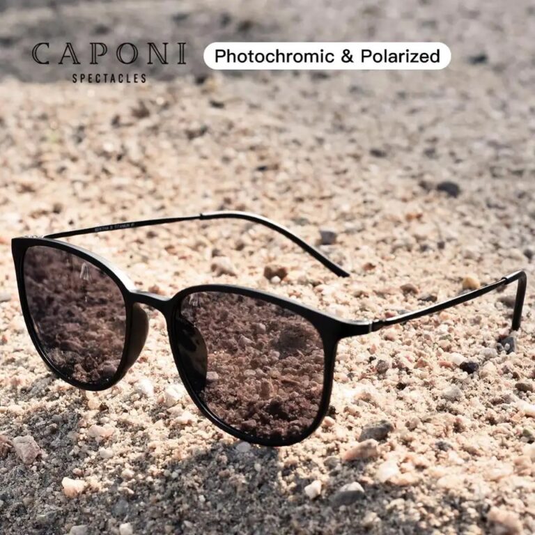 Kamstore.com.ua Суперлегкие солнцезащитные очки CAPONI фотохромная линза Polarized UV400 Титановая овальная оправа (BS520) (2)