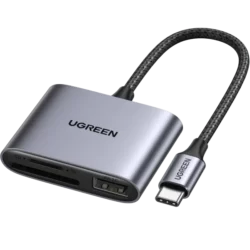 Кардридер 3в1 UGREEN CM387 USB C to SD Micro SD TF USB Card Reader Aluminium Gray (80798)