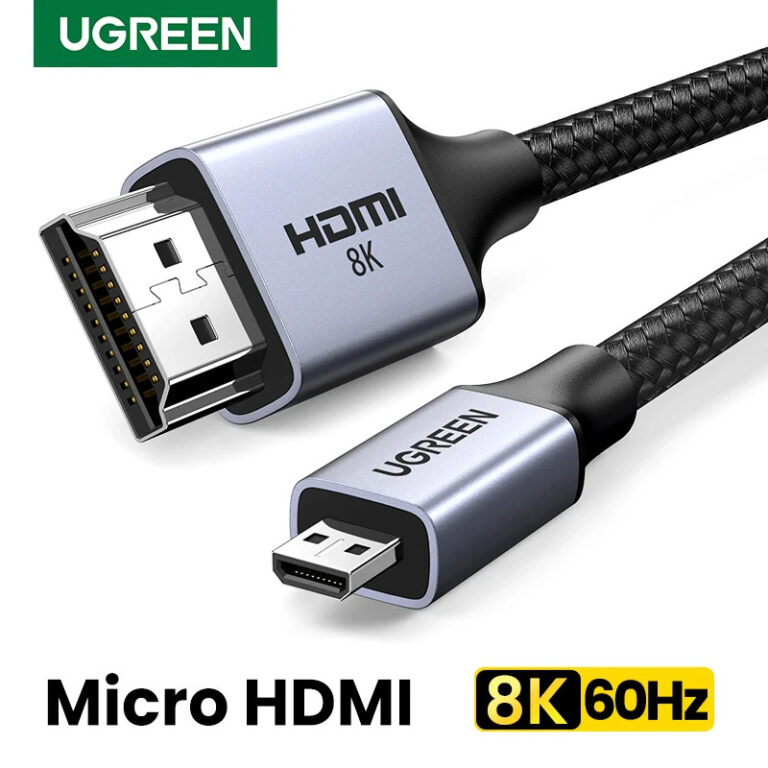 Kamstore.com.ua Кабель Micro HDMI Ugreen HD164 Cable Micro HDMI to HDMI 2.1 8K 60Hz VRR eARC 48Gbps 3D MAX Alluminium Case Black (15533