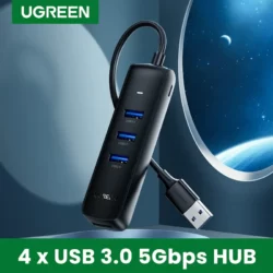 Kamstore.com.ua Концентратор USB 3.0 UGREEN CM416 USB HUB 4in1 c дополнительным питанием Type-C Black (80657)