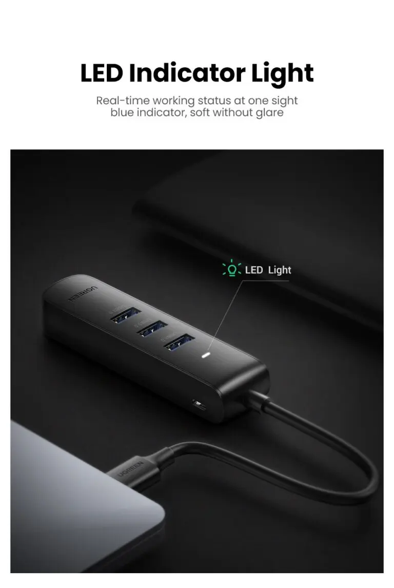 Kamstore.com.ua Концентратор USB 3.0 UGREEN CM416 USB HUB 4in1 c дополнительным питанием Type-C Black (80657)