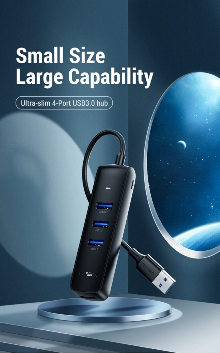Kamstore.com.ua Концентратор USB 3.0 UGREEN CM416 USB HUB 4in1 c дополнительным питанием Type-C Black (80658)